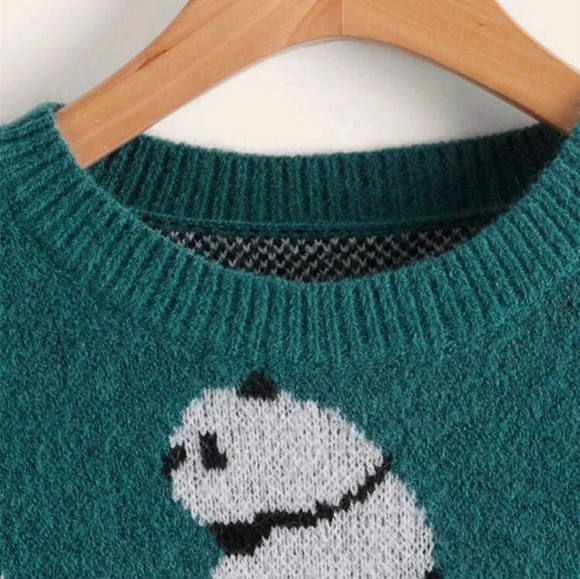 Panda Pattern Drop Shoulder Sweater - Picture 4 of 5